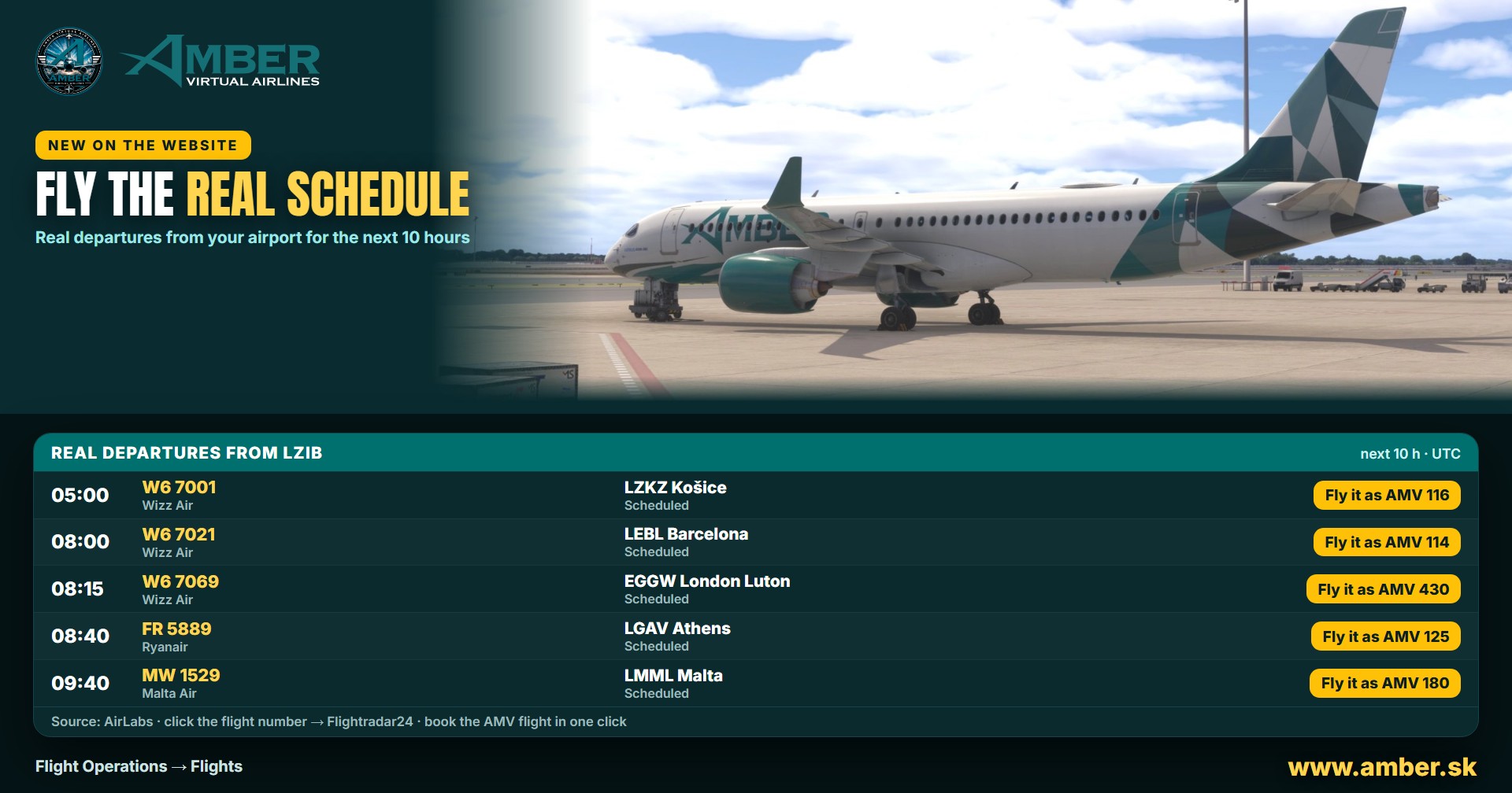 Real departures &ndash; fly the real schedule